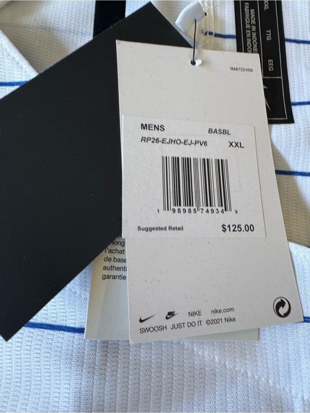 Nike White Baseball Jersey with Royal Blue Pinstripes XXL - Picture 9 of 11